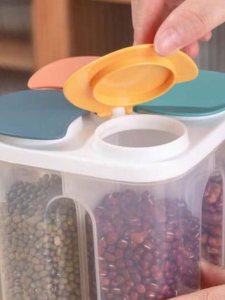 جرة مختومة بعناية واحدة للمطبخ من البلاستيك، صندوق تخزين للمعكرونة وحبوب السعرات الحرارية، زجاجة تخزين مضادة للرطوبة مع منظم الثلاجة بألوان عشوائية