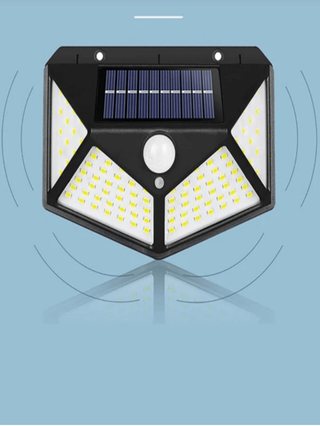 إضاءة حديقة شمسية مضيئة رباعية الجوانب ب- 100 مصباح LED قطعة واحدة، عالية الطاقة، موفرة للطاقة، سهلة الاستخدام، مقاومة للماء بمستشعر للحركة، إضاءة حديقة شمسية الاستخدام للمنزل والطوارئ الخارجية هدية والميلاد
