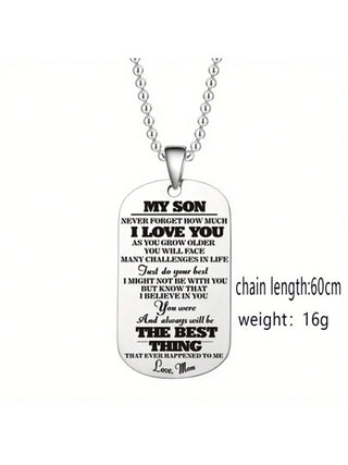 suteyi قلادة عائلية مصنوعة من الستانلس ستيل تحتوي على عبارة تعبّر عن حب الأهل ودعمهم لأبنائهم وبناتهم - هدية مثالية للوالدين