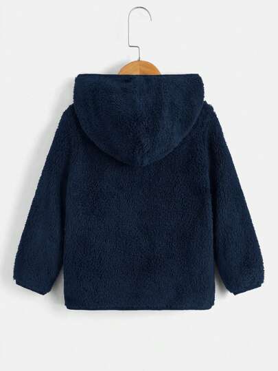 SHEIN جاكيت تيدي سستة قبعة ولد طفل