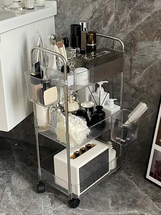 رف تخزين سلة الحمام المتعدد الوظائف ، واضح المنزل جهاز تحريك رف تخزين مستحضرات التجميل الصغيرة، إكسسوارات الحمام
