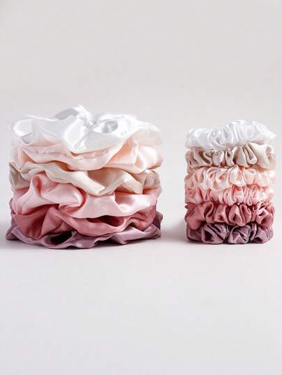 12 قطعة/مجموعة شرائط شعر من القماش الساتان للنساء، روابط شعر كبيرة وصغيرة، حزم شعر عالية، ربطات شعر بدون إتلاف للشعر