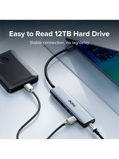 موزع Usb 3.0 بـ4منافذ من لانو لطابعة وماوس ولوحة مفاتيح وفلاشة ومنفذ Usb C بمجموع 4 منافذ Usb 3.0