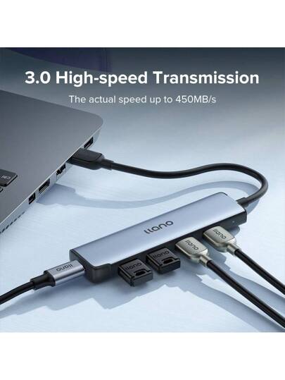 موزع Usb 3.0 بـ4منافذ من لانو لطابعة وماوس ولوحة مفاتيح وفلاشة ومنفذ Usb C بمجموع 4 منافذ Usb 3.0