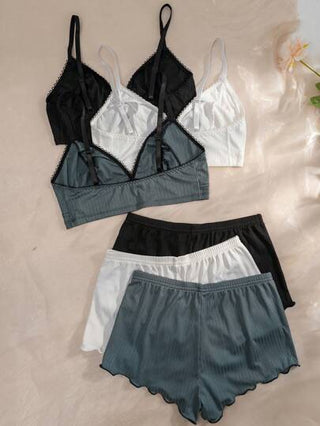 Shein Underwear&Sleepwear Basics مجموعة ملابس داخلية صدرية وشورت داخلي للفتيات بجودة عالية ، 3 مجموعات
