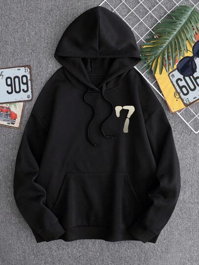 Manfinity Dauomo هودي بجرافيك رقم رباط للرجال