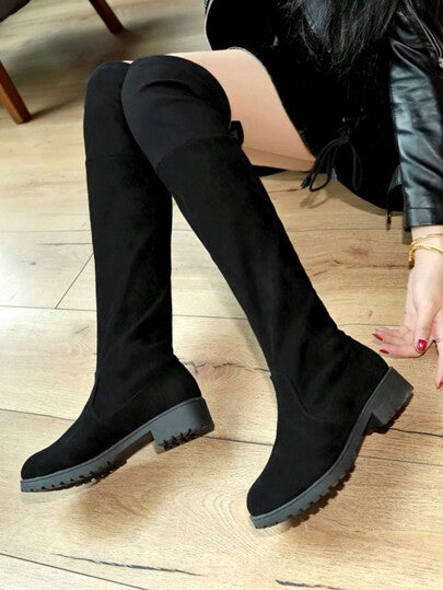 أحذية نسائية فوق الركبة، أحذية فوق الركبة، أحذية نسائية، أحذية جديدة، أحذية رفيعة، أحذية عالية بكعب عالٍ ومنصة مقاومة للماء، أحذية فوق الركبة