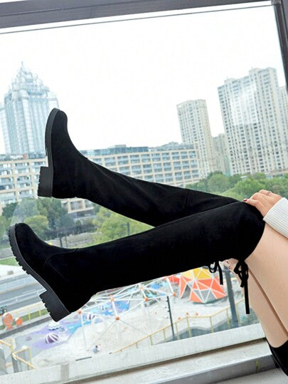 أحذية نسائية فوق الركبة، أحذية فوق الركبة، أحذية نسائية، أحذية جديدة، أحذية رفيعة، أحذية عالية بكعب عالٍ ومنصة مقاومة للماء، أحذية فوق الركبة