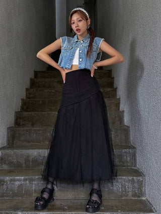 Dazy Designer تنورة بتطريز شبكي