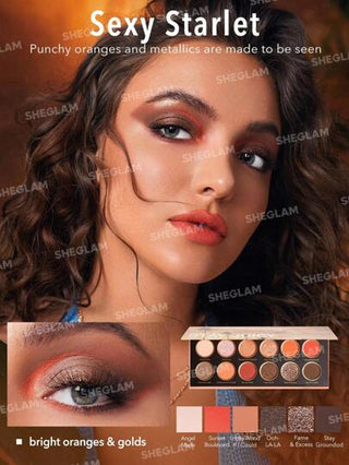 SHEGLAM ابقي جذابة، لوحة ظلال العيون اللامعة المعدنية غير اللامعة من لا باليت، 12 لونًا، برتقالي أحمر لامع، ألوان شديدة الصبغة، تدوم طويلاً، لا تلطخ، ظلال عيون متينة تدوم طويلاً، مستحضرات تجميل العيون، ، ظلال عيون الشتوية عيد الأب التخرج عيد الميلاد...
