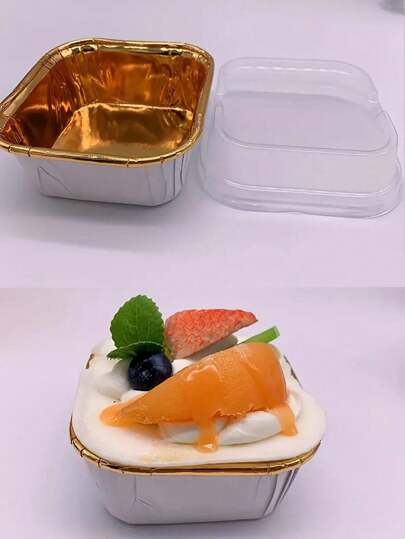 أكواب ورقية مانعة للتسرب 50/25 قطعة مربعة بحواف ملفوفة مع غطاء مقاوم للزيت والحرارة العالية، للخبز، الحفلات، عيد الميلاد وعيد الهالوين.