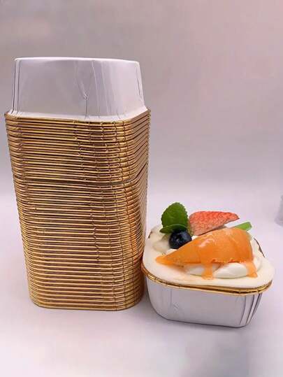 أكواب ورقية مانعة للتسرب 50/25 قطعة مربعة بحواف ملفوفة مع غطاء مقاوم للزيت والحرارة العالية، للخبز، الحفلات، عيد الميلاد وعيد الهالوين.