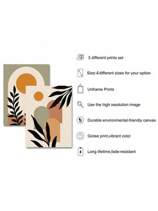 لوحة غير المؤطرة نمط اوراق الشجر 3 قطع