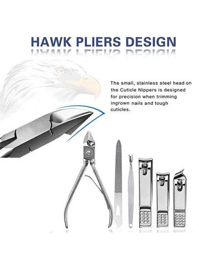 8/ 9/12/19 قطعة طقم مانيكير ومبرد أظافر من الفولاذ المقاوم للصدأ، مجموعة للعناية بالأظافر محمولة للسفر، مقص ملقط وأدوات مانيكير وحقيبة منظم للتخزين