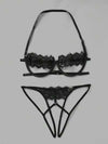 Classic Sexy طقم ملابس داخلية قص مجوف حلقة معدني