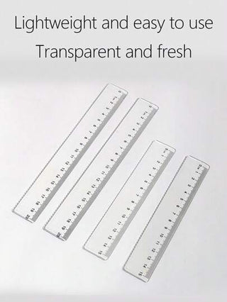 أدوات مكتبية ومدرسية مسطرة بلاستيك شفافة بحافة مموجة ومقياس مفرد لجانب واحد 20سم، مستلزمات مدرسية بسعر الجملة للطلاب، 1قطعة / 5قطع / 15قطعة