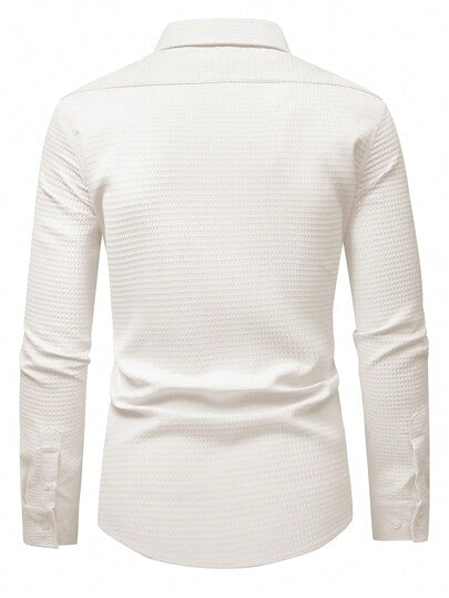 Manfinity Mode قميص موحدة اللون أزرار أمامية للرجال