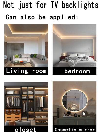 شريط إضاءة LED، 1 متر / 2 متر / 3 متر / 5 متر / 10 متر / 15 متر / 20 متر، مصباح ديكوري لخلفية التلفزيون، إضاءة داخلية، مصباح مكتبي، إضاءة المرآة، إضاءة الخزانة