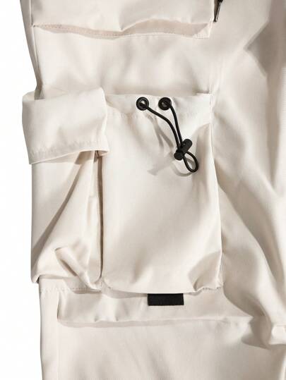 Manfinity EMRG بنطلون رجالي واسع الحجم فضفاض بجيوب جانبية وخصر مطاطي، بتصميم ضيق في الأسفل، مناسب للاستخدام خارج المنزل، هدية للزوج أو الحبيب