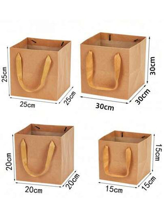 3 أكياس هدايا ورقية قوية ذات مقابض بمقاس كبير ومربع ، أكياس تسوق كبيرة ، أكياس هدايا لحفلات الزفاف وأعياد الميلاد ، أكياس بهدايا وبها مقابض ورقية بالجملة باللون البني الطبيعي للحفلات الزفاف وأعياد الميلاد وعيد الحب