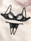 Classic Sexy مجموعة ملابس داخلية للنساء بمظهر جذاب من الدانتيل المفتوح