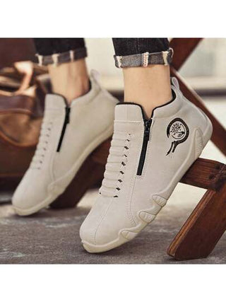 بوت رجالية جديدة للخريف والشتاء مزودة بسحاب جانبي، بوت براقة بسيطة مريحة مع أربطة للرجال