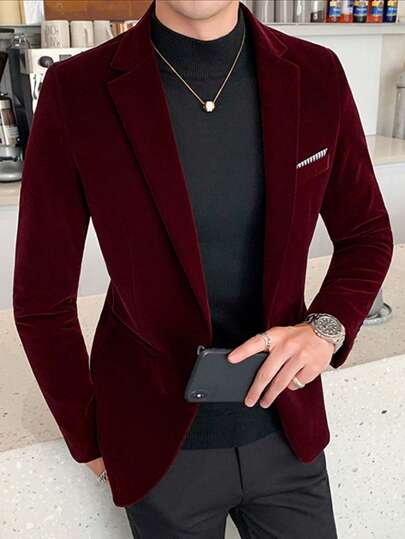 بليزر رجال الزر الصاف حفلة عمل