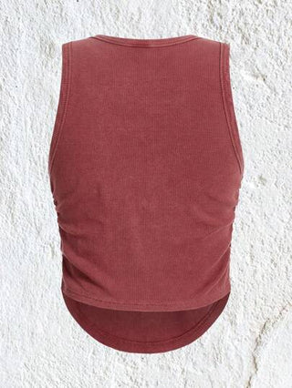 EZwear لباس علوي تانك موحدة اللون حافة منحنية حافة مجمع