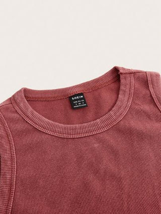 EZwear لباس علوي تانك موحدة اللون حافة منحنية حافة مجمع