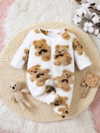 SHEIN باردل صغير جميل لطفل ذكر مع تصميم دب و بالتعاون مع فراء كورالي للبيت الدافئ