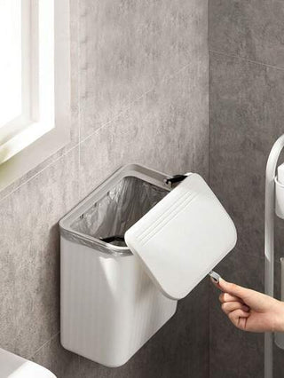 حاوية قمامة صغيرة مثبتة على الحائط للمطبخ ذات تصميم بسيط فاخر، صندوق تخزين نفايات المطبخ المنزلية، حاوية لف ورق التواليت معلقة على الحائط في الحمام، حاوية قمامة مع غطاء معلقة على الحائط للمنزل والمكتب ، حاوية قمامة فاخرة للمكتب، أكياس قمامة زرقاء...