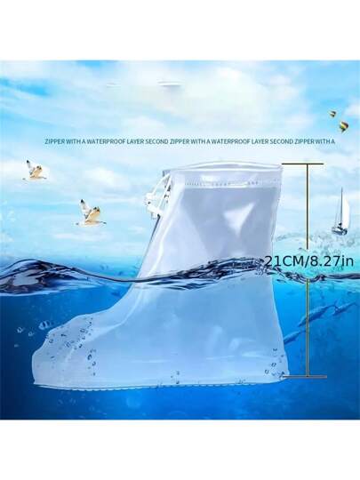 غطاء بوت المطر بسحاب 1 زوج ، غطاء بوت المطر غير القابل للانزلاق المعزز ، بوت مطاطي مضاد للماء ومقاوم للتآكل - استمتع بأناقتك وجفافك: غطاء بوت مطري للرجال والنساء  يمكن إعادة استخدامه - مانع للانزلاق ومقاوم للماء ومحمي! معدات التخييم