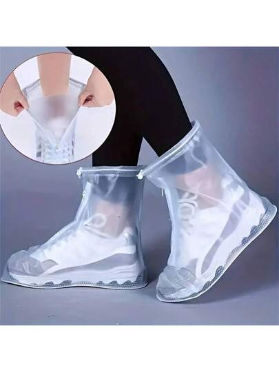 غطاء بوت المطر بسحاب 1 زوج ، غطاء بوت المطر غير القابل للانزلاق المعزز ، بوت مطاطي مضاد للماء ومقاوم للتآكل - استمتع بأناقتك وجفافك: غطاء بوت مطري للرجال والنساء  يمكن إعادة استخدامه - مانع للانزلاق ومقاوم للماء ومحمي! معدات التخييم