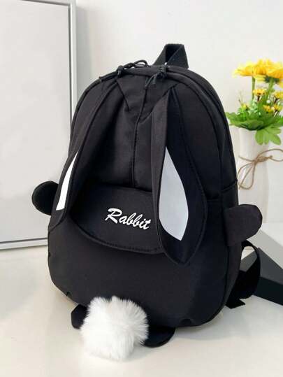 حقيبة ظهر قطنية بأذني أرنب كاواي للأطفال ،حقيبة مدرسية كبيرة الحجم للفتيات بتصميم كرتوني جذاب ولطيف،حقيبة أدوات مدرسية كرتونية ذات أذن أرنب جذابة ولطيفة للفتيات،حقيبة طفل رياض الأطفال ،حقيبة سفر نايلون ذات وزن خفيف