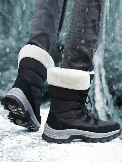 حذاء ثلج شتوي للمقاسات الكبيرة ،حذاء مريح ومحكم ودافئ مقاوم للماء طراز عالي للرجال والنساء يناسب مستخدمي الدراجات