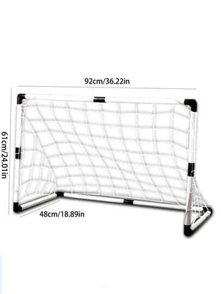 طقم هدف كرة قدم/ كرة قدم مع اكسسوارات، إطار هدف منفرد مقاس 92 سم للاستخدام الداخلي/الخارجي، يشمل مضخة هواء، كرة ملونة عشوائية، لعبة رياضية خارجية