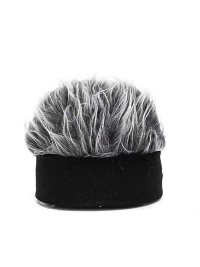 مايوه حريمي قطعة واحدة قبعة نبريات رمادية محاكة من الفرو وغير مبطنة، قبعة عيد