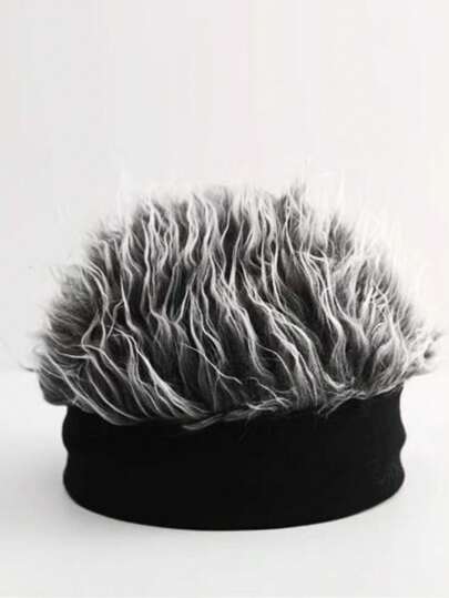 مايوه حريمي قطعة واحدة قبعة نبريات رمادية محاكة من الفرو وغير مبطنة، قبعة عيد