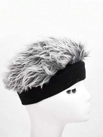 مايوه حريمي قطعة واحدة قبعة نبريات رمادية محاكة من الفرو وغير مبطنة، قبعة عيد