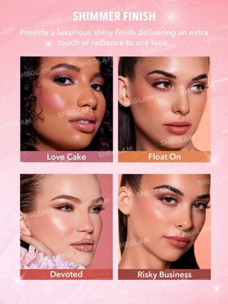 SHEGLAM مجموعة Color Bloom Shimmer & Matte Collection مجموعة أحمر الخدود الهلامي الكريمي يدوم طويلاً ولا يتلاشى وذو تصبغ عالي وخفيف الوزن وطويل الأمد وأحمر خدود ناعم عيد الأب التخرج عيد الميلاد العطلة الربيع الصيف Y2K فاخر أزياء مكياج مستحضرات...