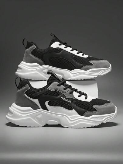 أحذية رياضية كاجوال سميكة للرجال للخريف/الشتاء ، أحذية رياضية مرتفعة ، عصرية ، متعددة الاستخدامات ،شعبية بين الطلاب، معرض الموسيقى والرجوع إلى المدرسة