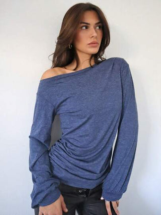 Firerie تي شيرت بأكمام طويلة وأكمام طويلة مع تصميم Ruched