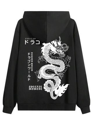 سترة رجالية للخريف والشتاء بتصميم أمريكي محبوك ونقش تنين على الجيب، مع سحّاب ورباط عصريات متقاطعة مع قبّعة للرياضة والترفيه