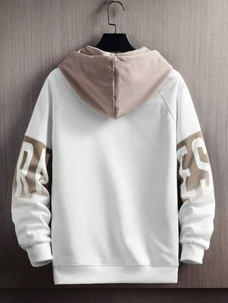 سترة هودي بسحاب رجالية بطبعة حرفية بألوان متباينة