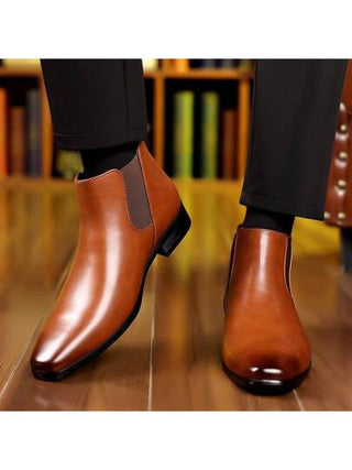 جيد مع الجينز، بوت الكاحل الجلدية للرجال، بوت تشيلسي ذات الرقبة العالية، مثالية لأي مناسبة رسمية