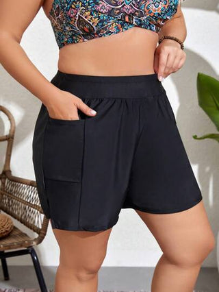 Swim SPRTY شورت سباحة بخصر مطاطي للمقاسات الكبيرة مع جيوب جانبية
