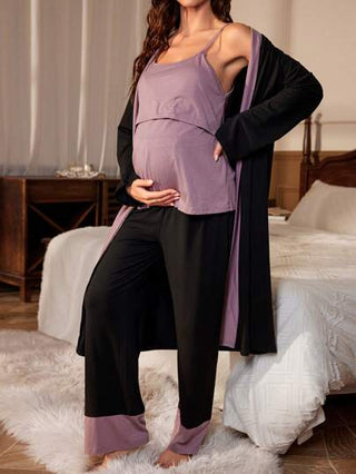 Shein Underwear&Sleepwear Maternity طقم بيجاما حمل بتصميم بسيط و دمج مناسب للأمهات