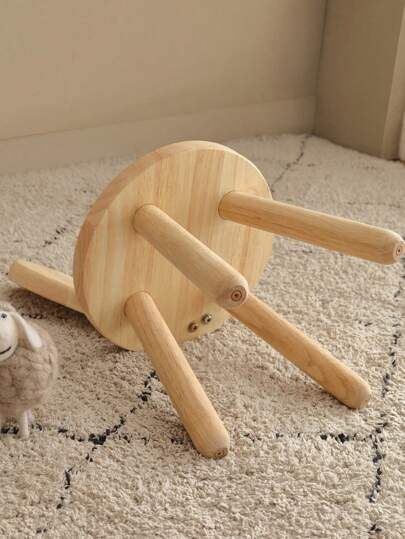 1 قطعة من المقعد الخشبي الصغير الإبداعي بتصميم ذو أذني أرنب لتغيير الأحذية مناسب للأطفال، لمدخل المنزل. باللون الطبيعي وبأسلوب ناشري الحداثة