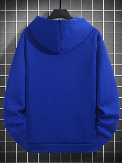 هودي رجالي مبطن بسحاب وكتف منخفض مطبوع بالكرتون