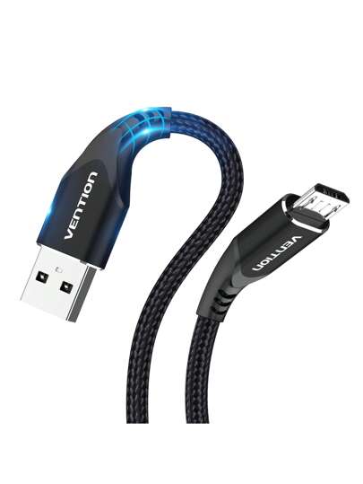 كابل شحن USB صغير من VENTION، كابل شحن كندل فاير تابلت 60 واط 3 أمبير مغلف بالنايلون المضفر، كابل شحن Micro USB للأندرويد متوافق مع هواتف سامسونج جالاكسي S6 S7 S5 J7 J5 وأجهزة تحكم